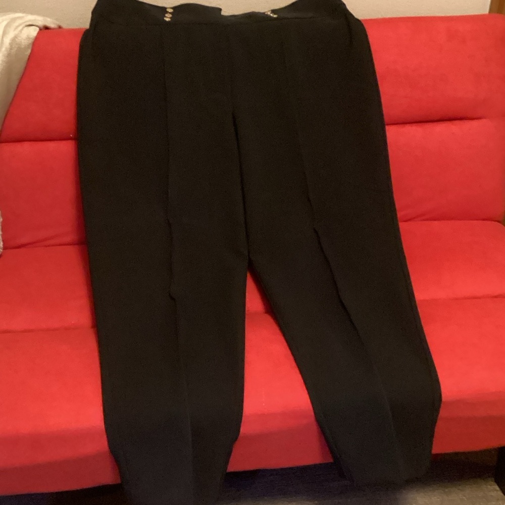 Jones Studio Black Pants with Gold Button Details